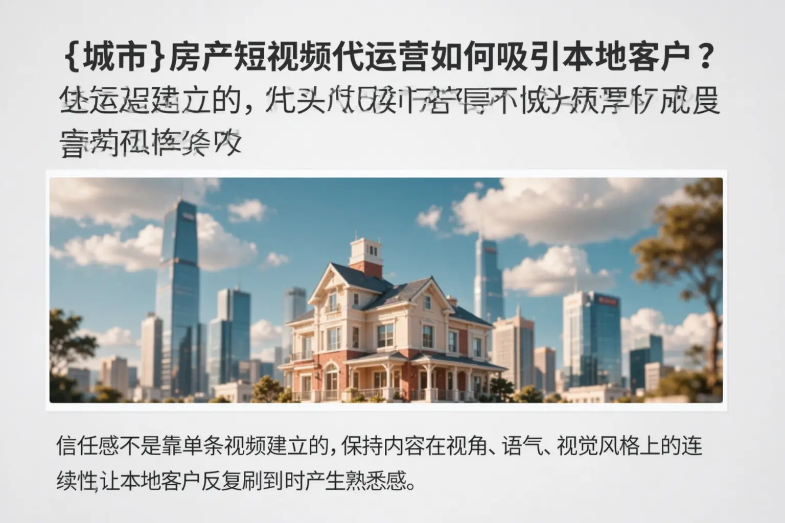襄都房产短视频代运营如何吸引本地客户?